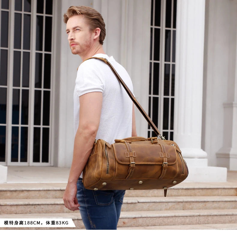 Vintage Crazy Horse Leather Duffle Bag