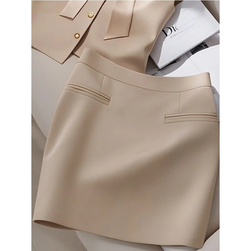 Women Clothes Elegant Two - piece Fashionable Bow Sleeveless Dress Sets - Nitamoje