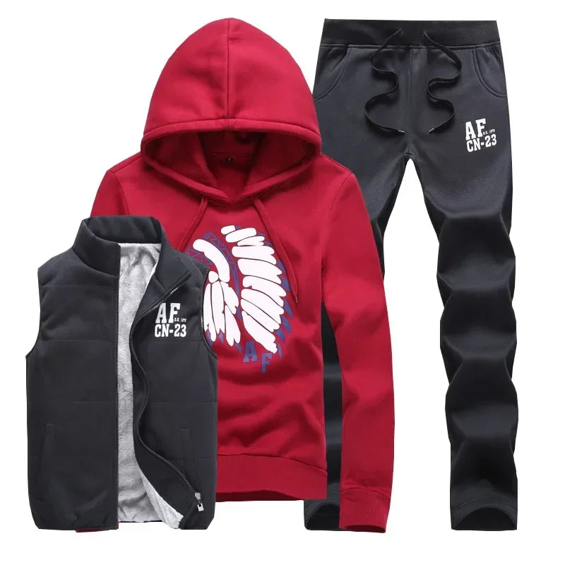 Men's 3-Piece Hoodie, Vest & Pants Set