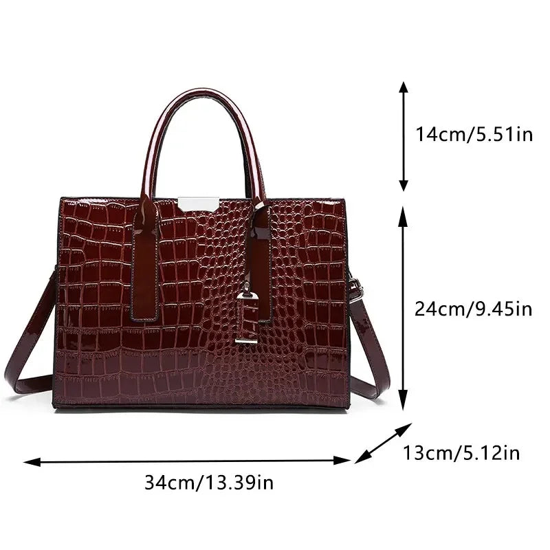 Luxury Vintage Crocodile Pattern Large Tote Bag