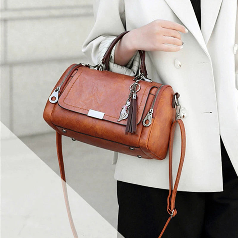 Tassel Decor Large Capacity Boston Crossbody