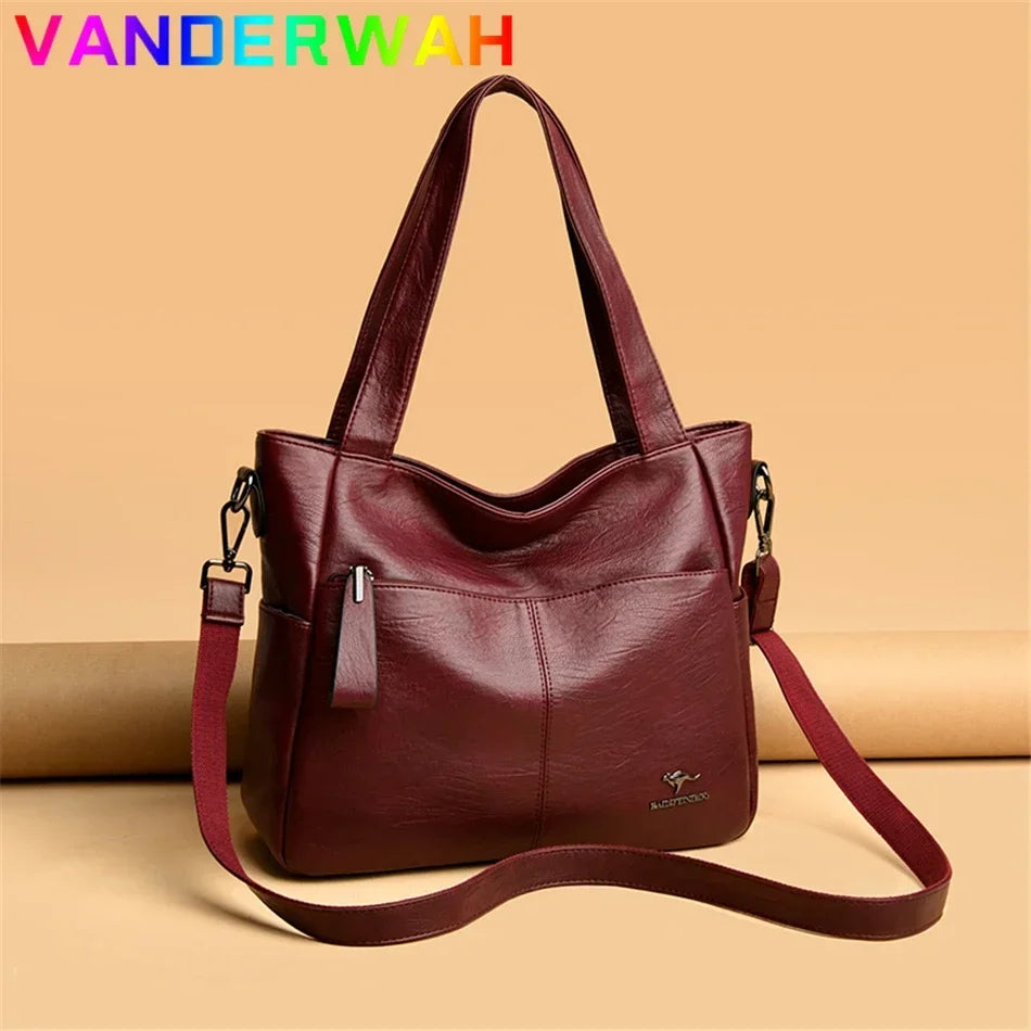 Luxury Leather Top Handle Tote Bag