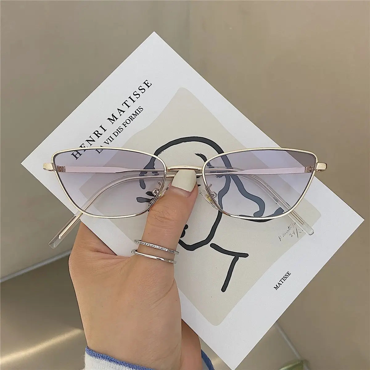 Fashion Cat Eye Sunglasses for Women Classic Anti-Reflective Vintage Square Metal Frame Sun Glasses Driving Eyewear UV400 Очки