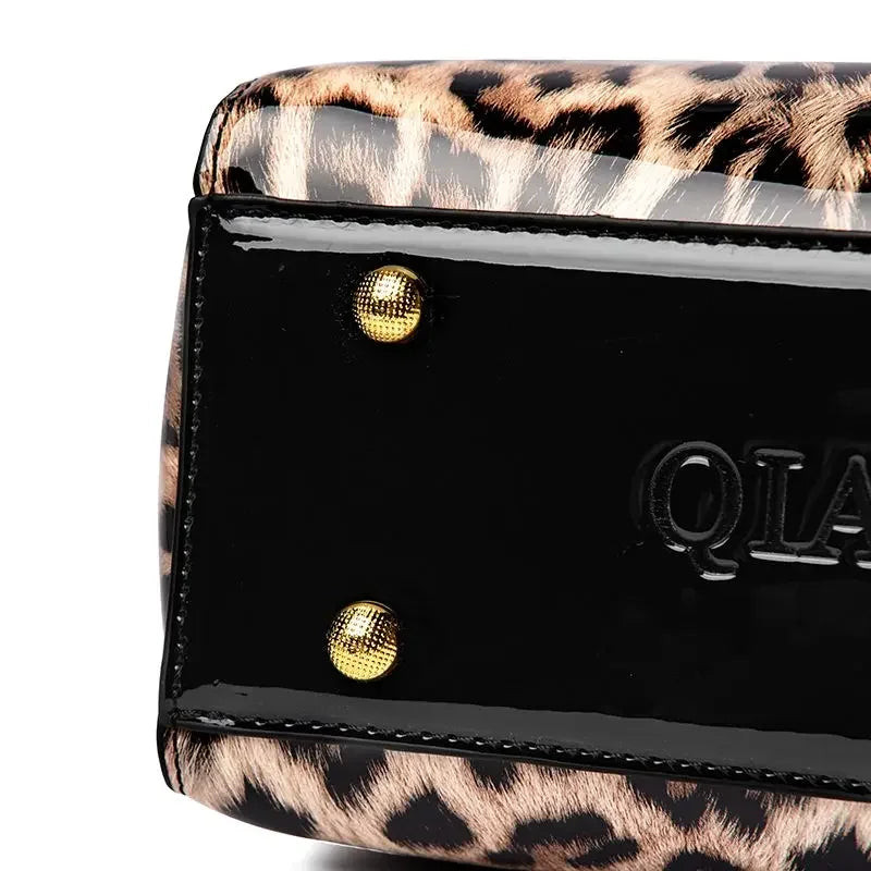 Leopard Print Patent Leather Luxury Crossbody Bag