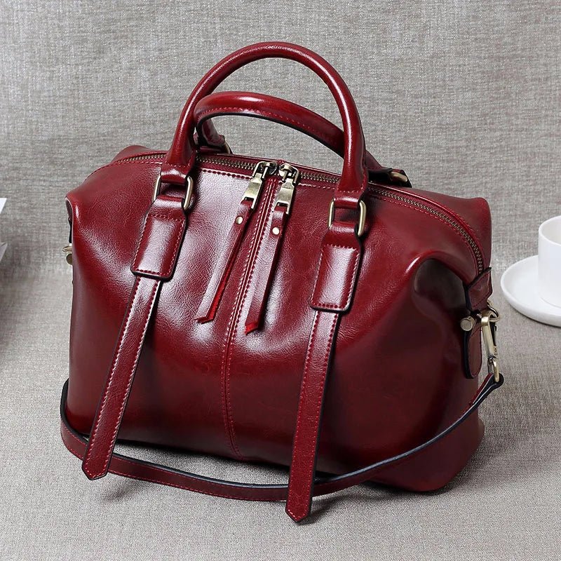 100% Genuine Leather Large Crossbody Shopping Tote - Nitamoje