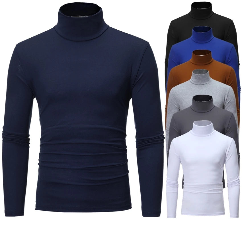 Thermal Underwear Tops Men Winter Clothes Thermal Shirt Autumn Men's Winter Tights High Neck Thin flattering Fit Long Sve T-shirt