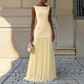 Crew Neck Top Pullover & Pleated Skirts Suit Two Piece Set - Nitamoje
