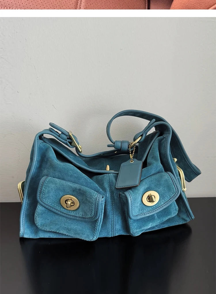 Suede Pillow Shoulder Crossbody Bag