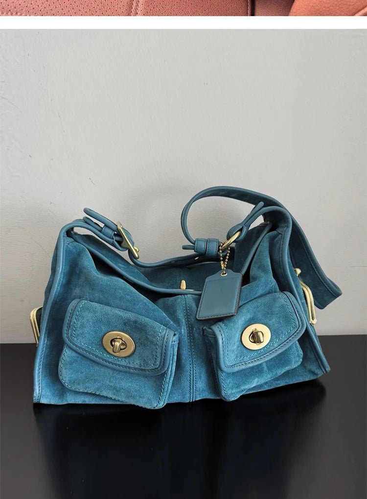 Women's Vintage Suede Pillow Crossbody Shoulder Bag - Nitamoje
