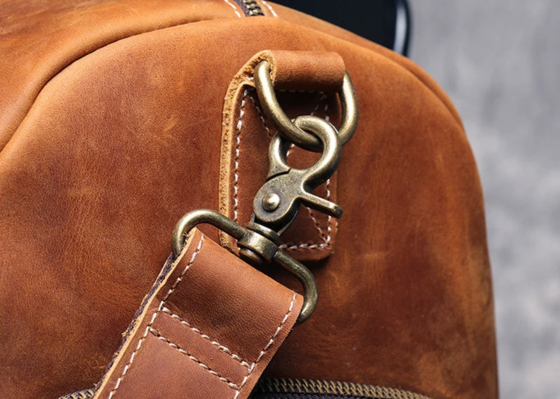 Vintage Crazy Horse Leather Duffle Bag