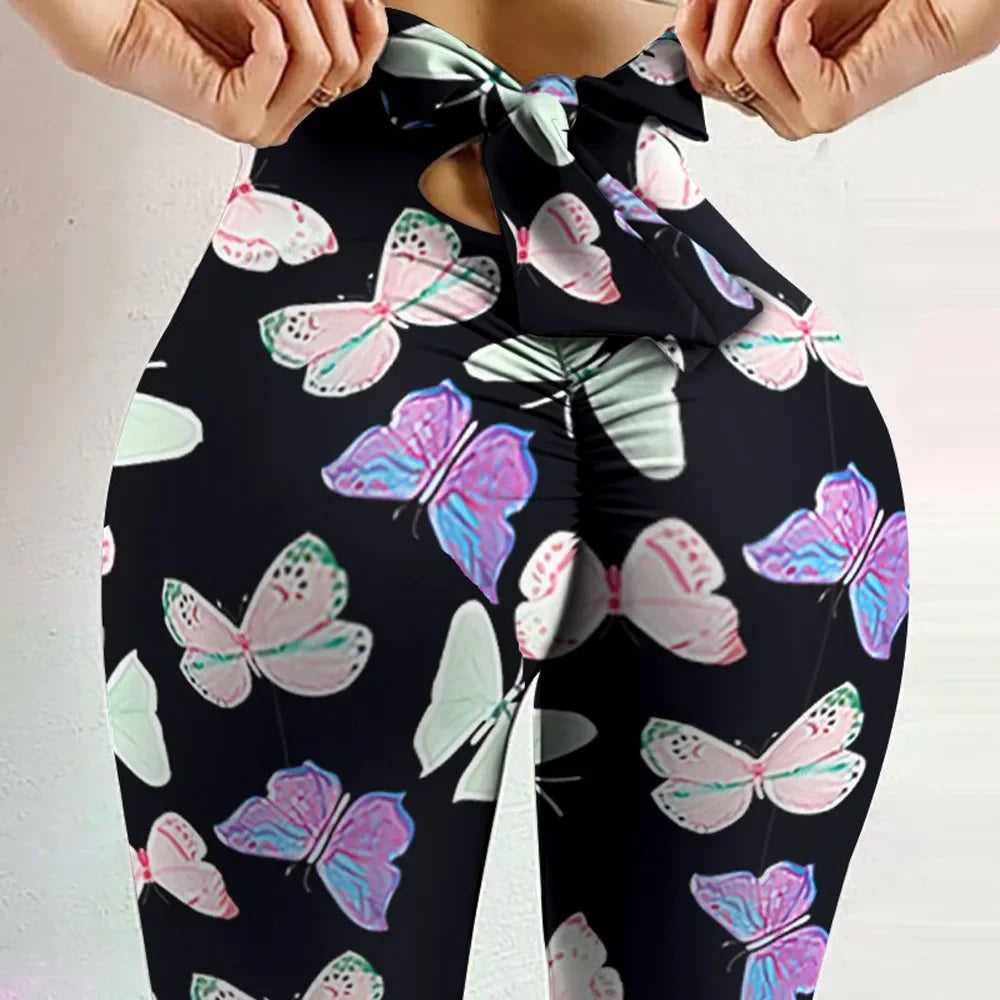 Butterfly Print Butt-Lift Yoga Leggings