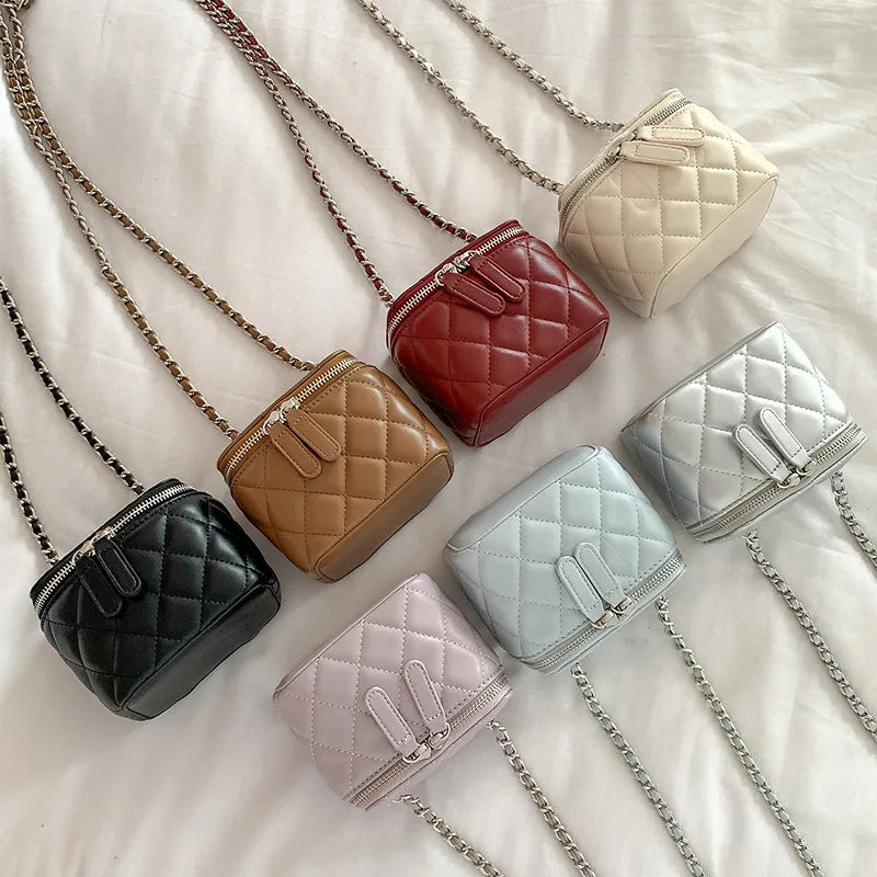 Mini Denim Chain Box Crossbody Bag