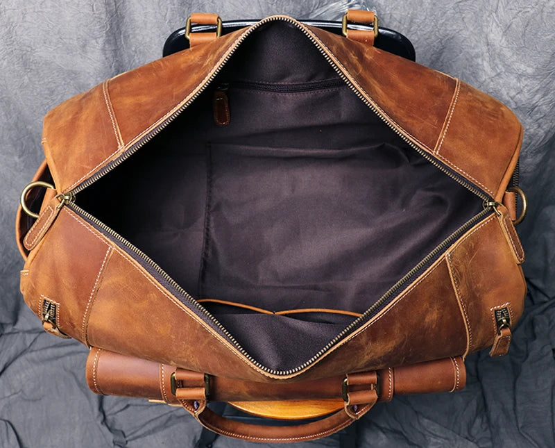 Vintage Crazy Horse Leather Duffle Bag