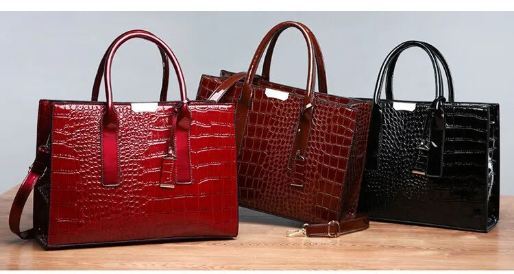 Luxury Vintage Crocodile Pattern Large Tote Bag