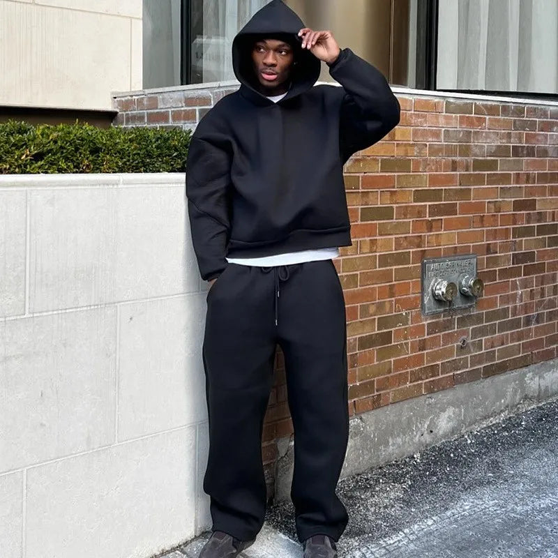 Couples Solid Color Hoodie & Sweatpants Set