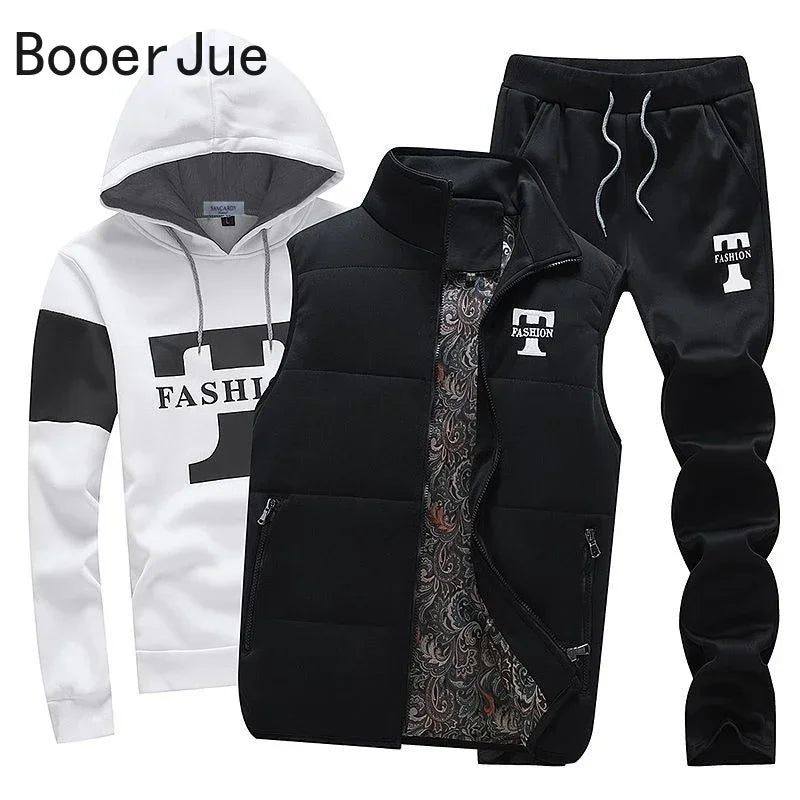 Men's 3-Piece Hoodie, Vest & Pants Set