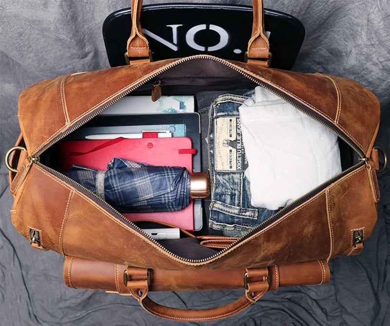 Vintage Crazy Horse Leather Duffle Bag