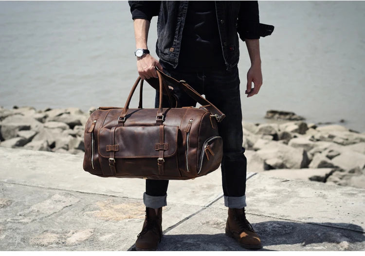 Vintage Crazy Horse Leather Duffle Bag