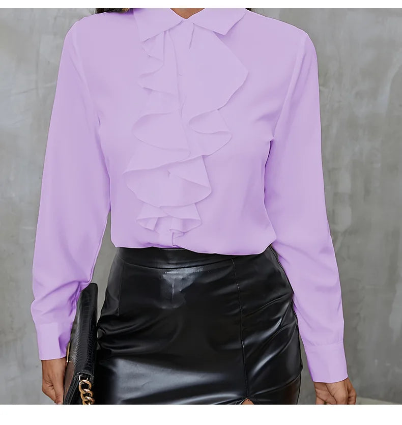 Ruffled Long Sve Work Blouse