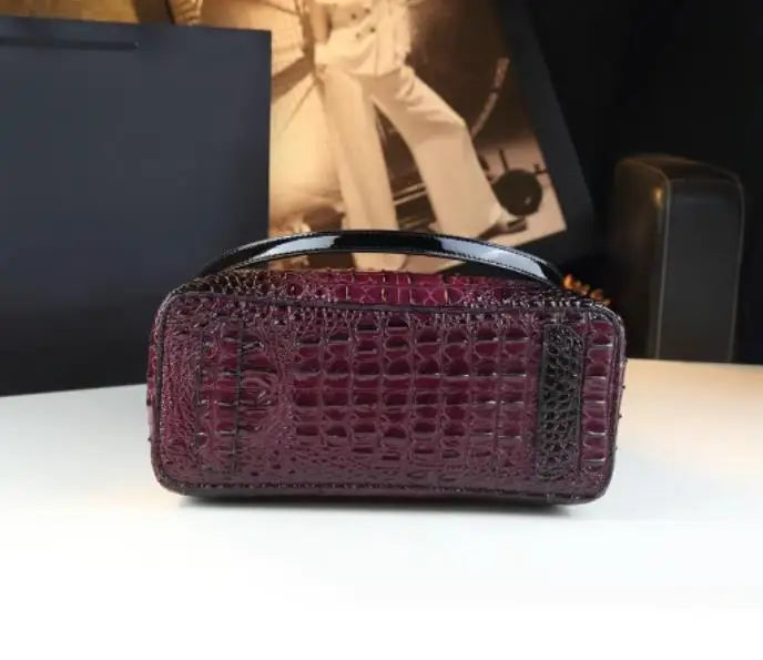 Crocodile Print Leather Tote & Shoulder Bag