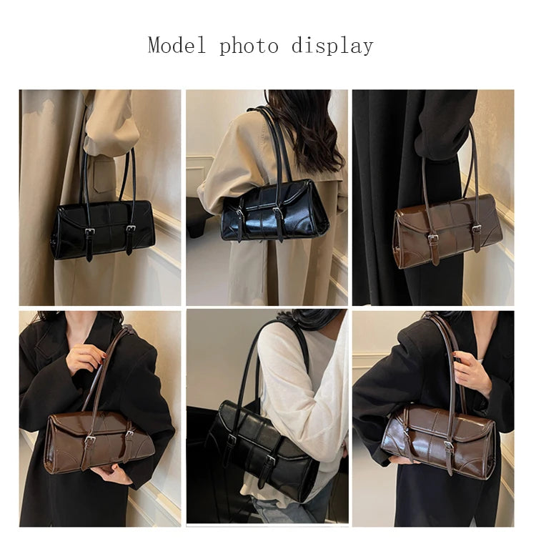 Women's Oversized Genuine Leather Retro Underarm Shoulder Bag