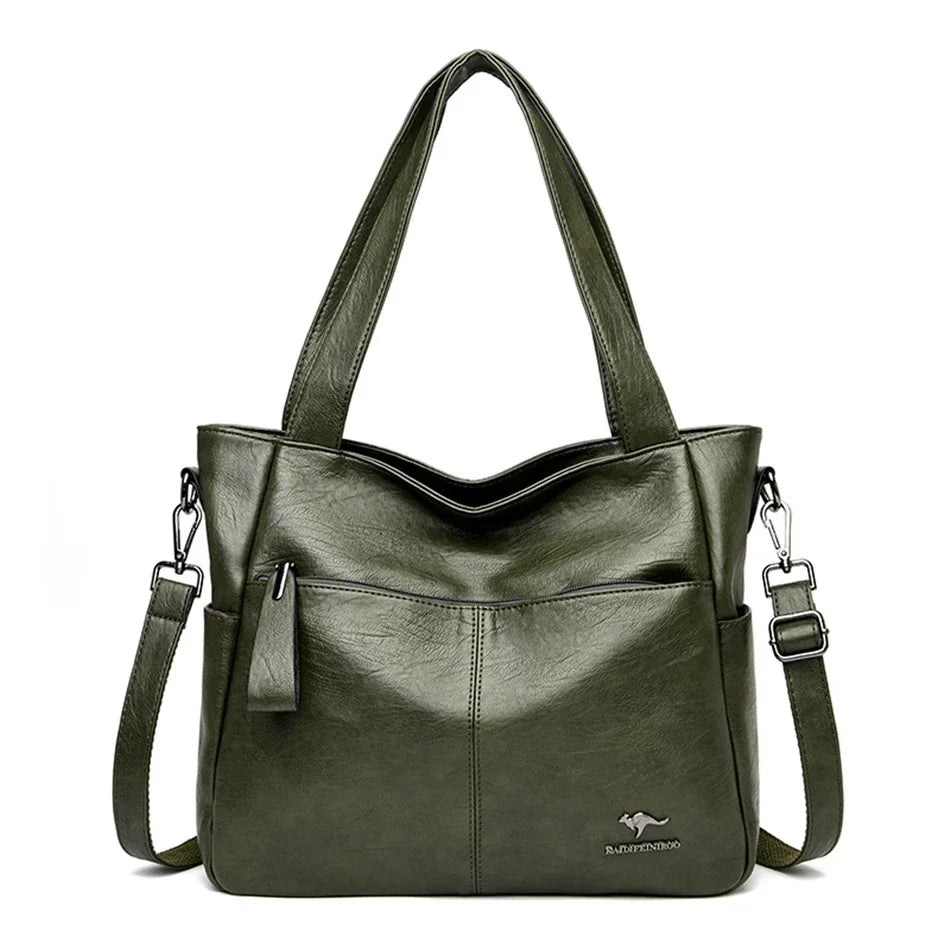 Luxury Leather Top Handle Tote Bag