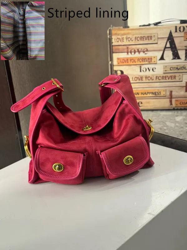 Women's Vintage Suede Pillow Crossbody Shoulder Bag
