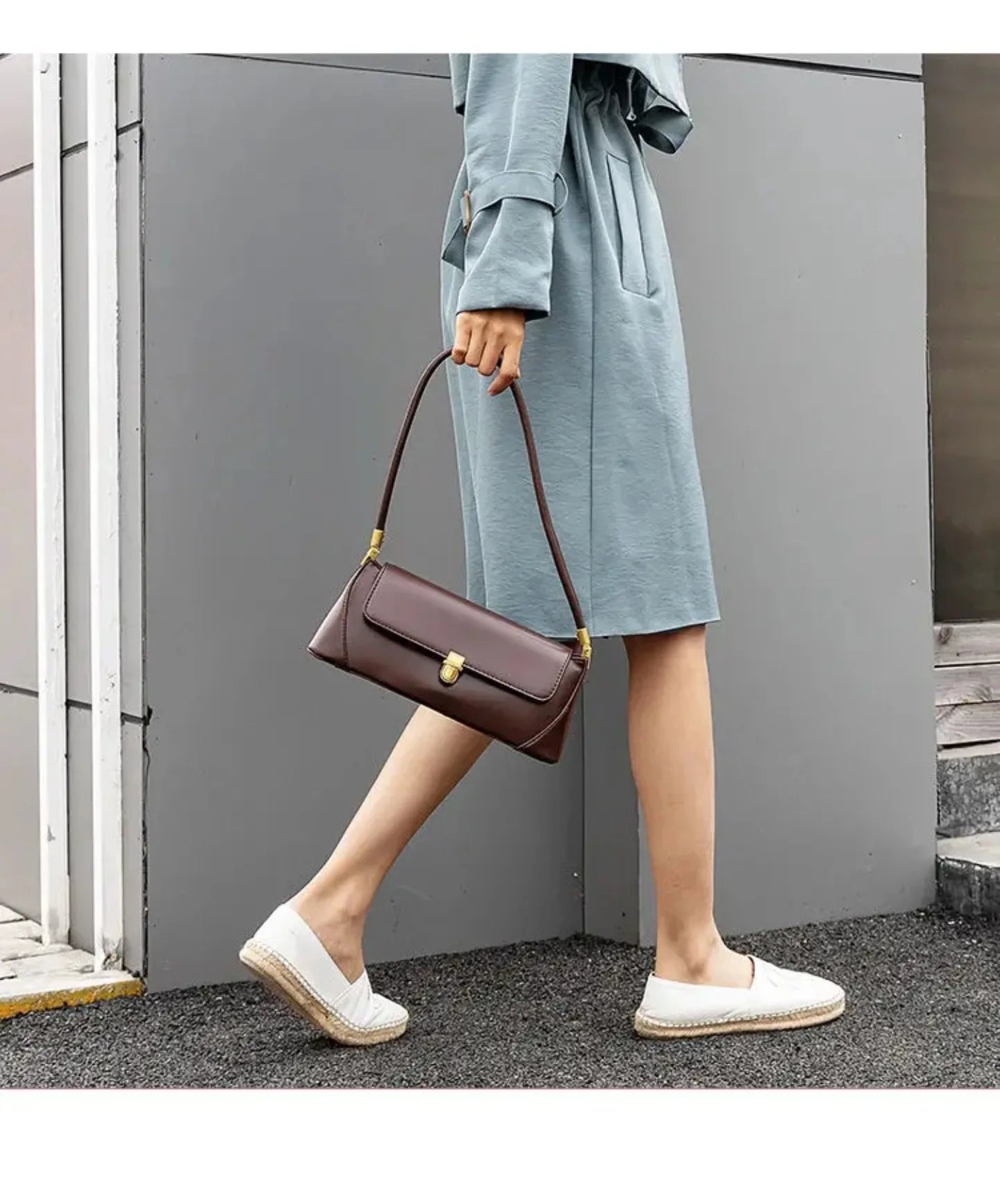 Vintage PU Baguette Underarm Commuter Handbag