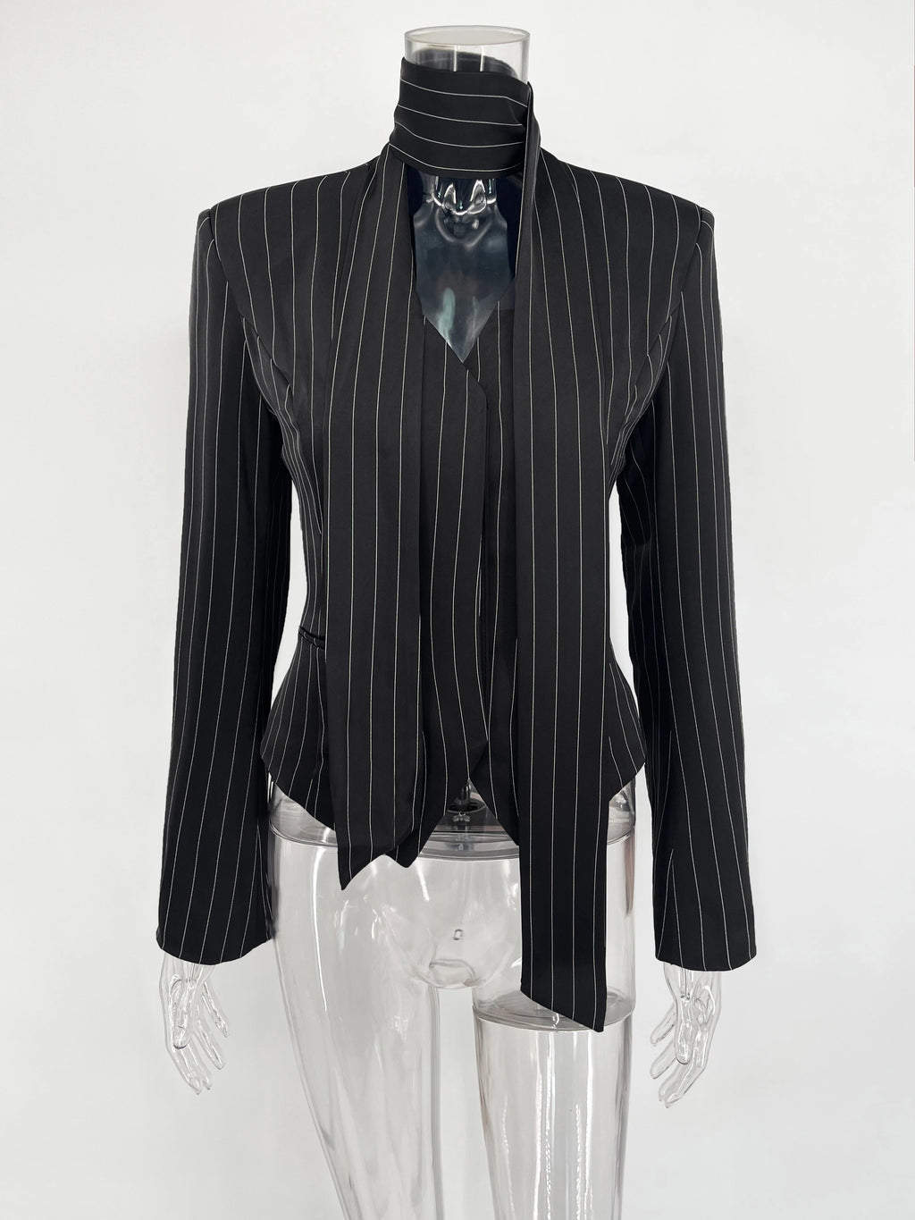 Women Short Dress Set Fashion Striped V-Neck Luxury Ribbon Blazer Skirt