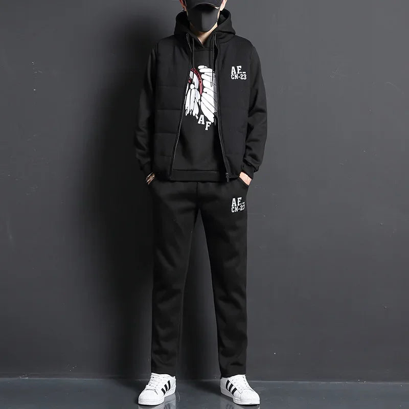Men's 3-Piece Hoodie, Vest & Pants Set