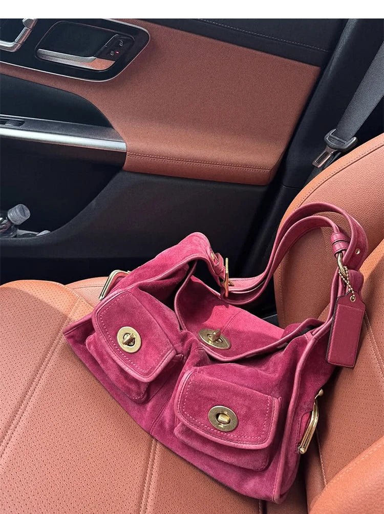 Women's Vintage Suede Pillow Crossbody Shoulder Bag - Nitamoje
