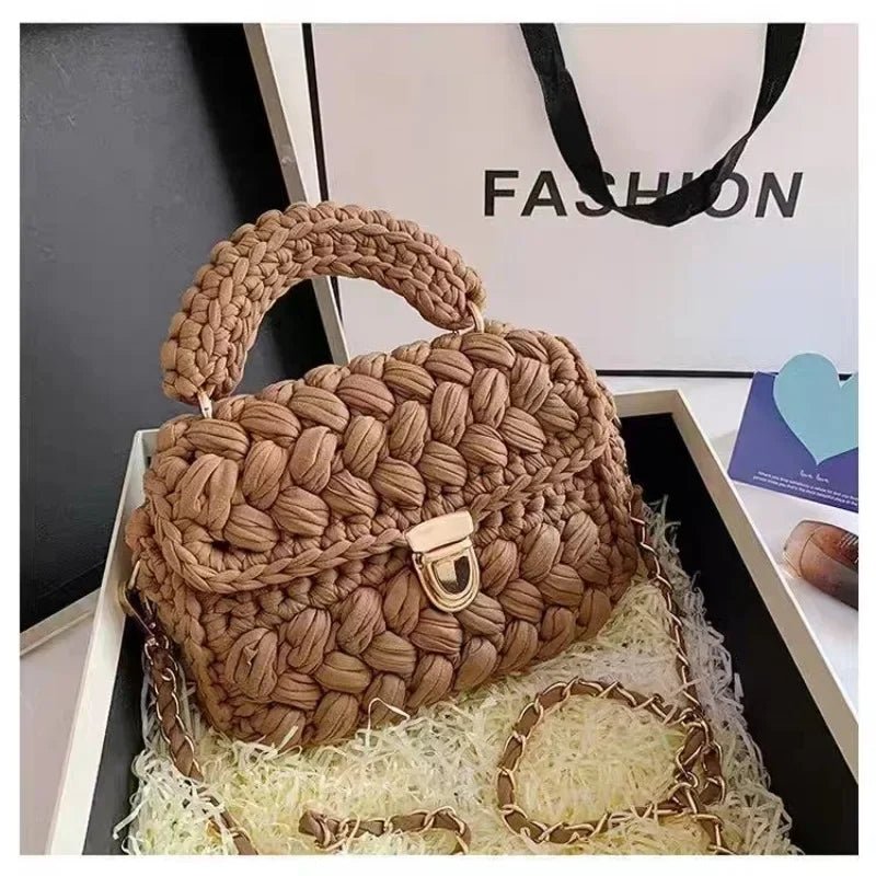 DIY Knitted Rope Woven Chain Shoulder Bag - Nitamoje