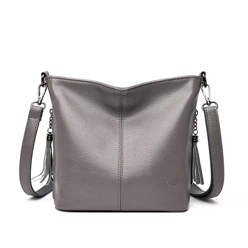 Solid Color High Quality Leather Tote Bag