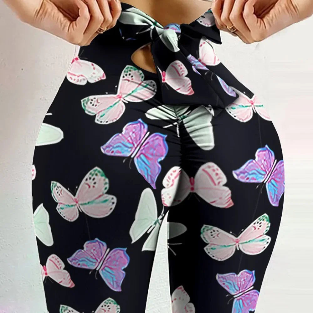 Butterfly Print Butt-Lift Yoga Leggings