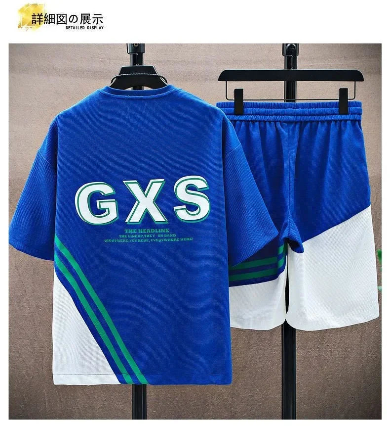 Men Summer Tracksuit Short T-Shirt +Shorts Set Sports Fashion Outfit Casual Sets Oversized Male Clothing Streetwear Suit for Men
