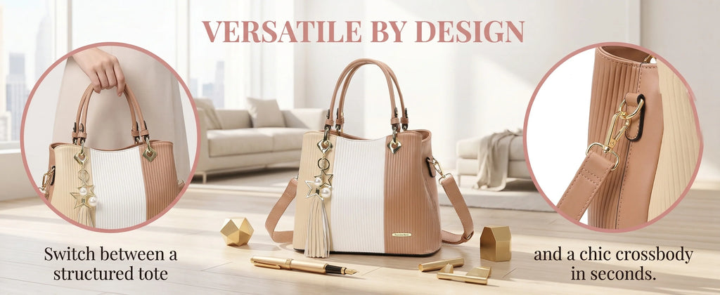 PU Leather Waterproof Multi-Pocket Tote Bag