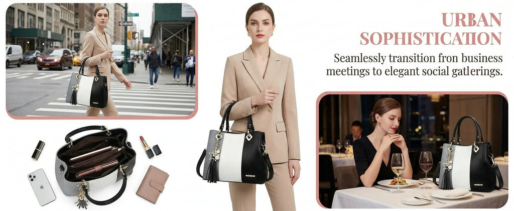 PU Leather Waterproof Multi-Pocket Tote Bag