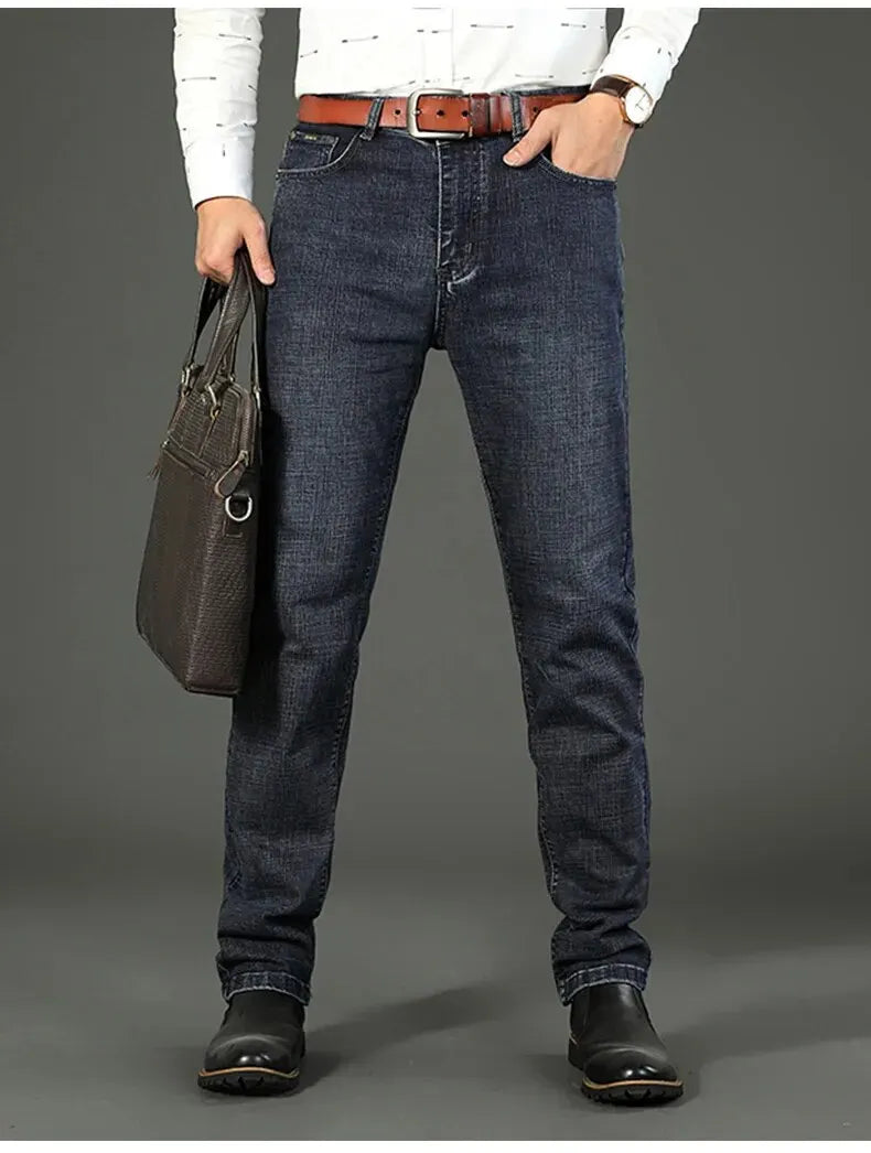 Wthin Business Men's Jeans | Casual Straight Stretch Fashion Classic Blue Black Denim Trousers