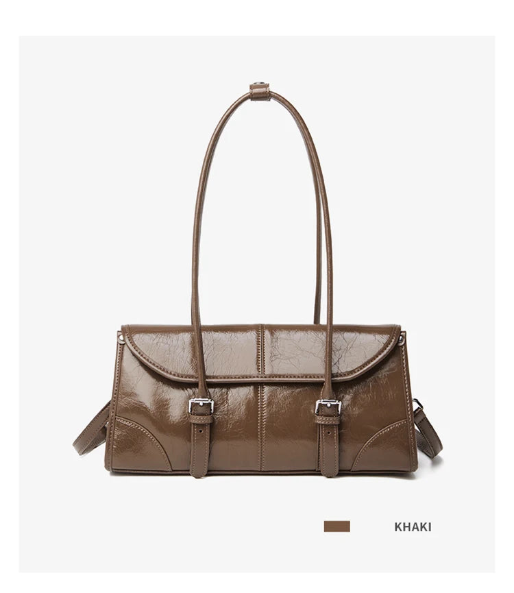 Women's Oversized Genuine Leather Retro Underarm Shoulder Bag