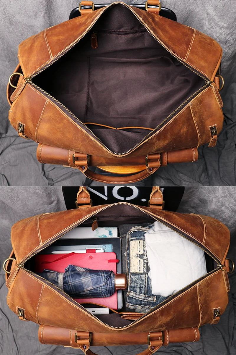 Vintage Crazy Horse Leather Duffle Bag