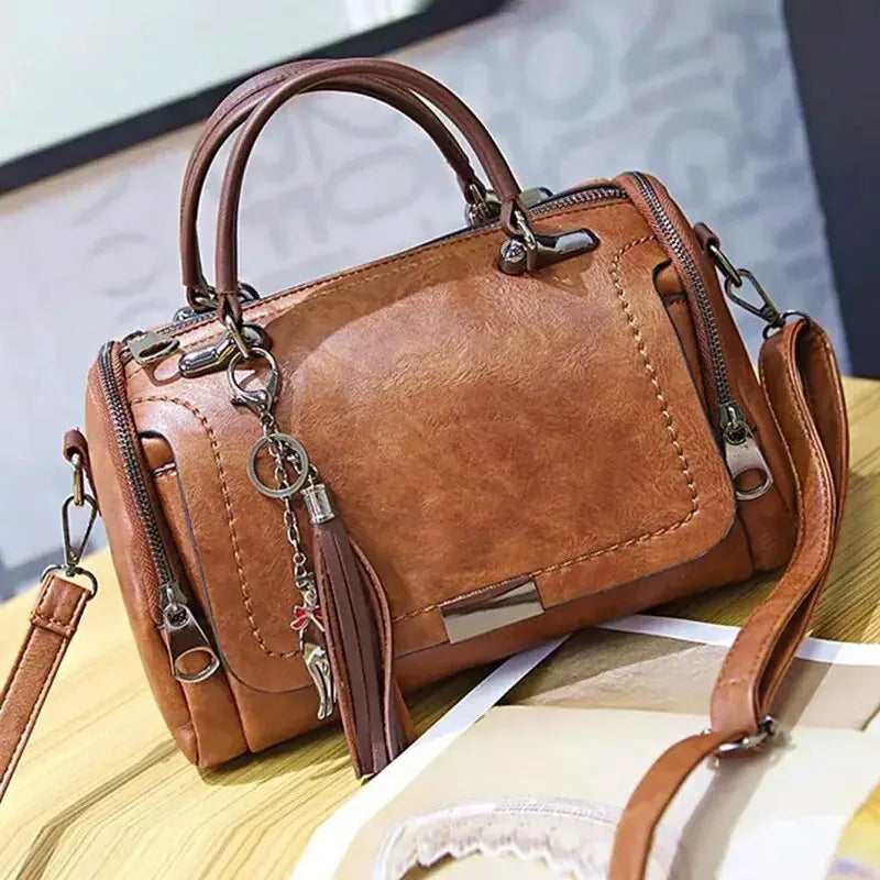 Tassel Decor Large Capacity Boston Crossbody
