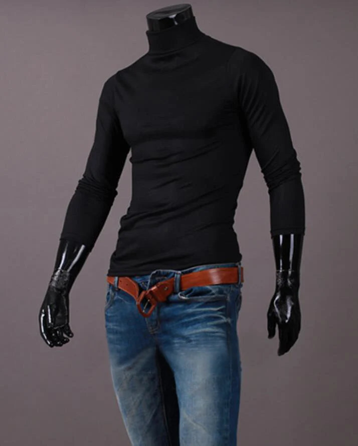 Thermal Underwear Tops Men Winter Clothes Thermal Shirt Autumn Men's Winter Tights High Neck Thin flattering Fit Long Sve T-shirt