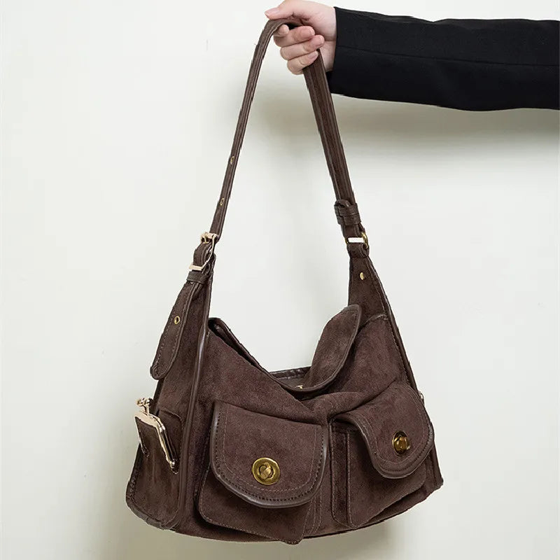 Women's Vintage Suede Pillow Crossbody Shoulder Bag
