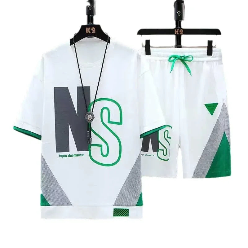 Men Summer Tracksuit Short T-Shirt +Shorts Set Sports Fashion Outfit Casual Sets Oversized Male Clothing Streetwear Suit for Men