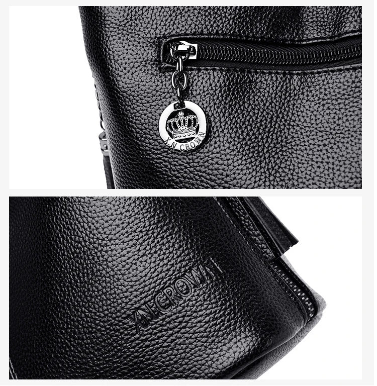 Solid Color High Quality Leather Tote Bag
