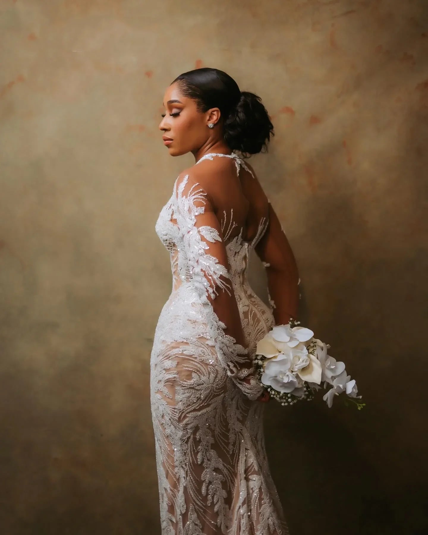 Plus Size Illusion Mermaid Wedding Dress | Beaded Sequined Lace Bridal Gown