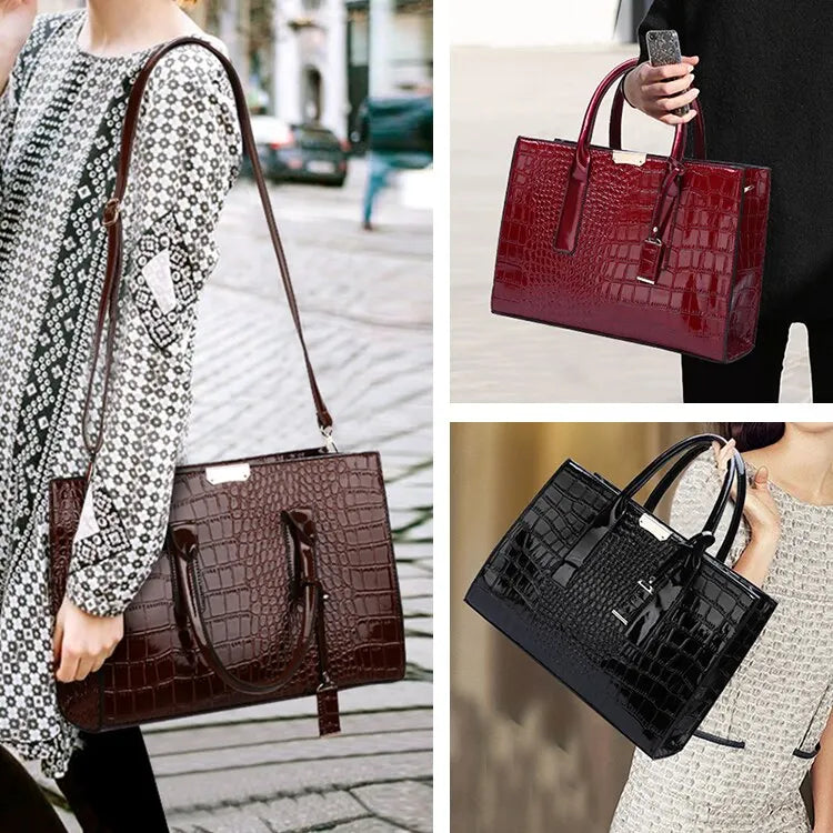 Luxury Vintage Crocodile Pattern Large Tote Bag