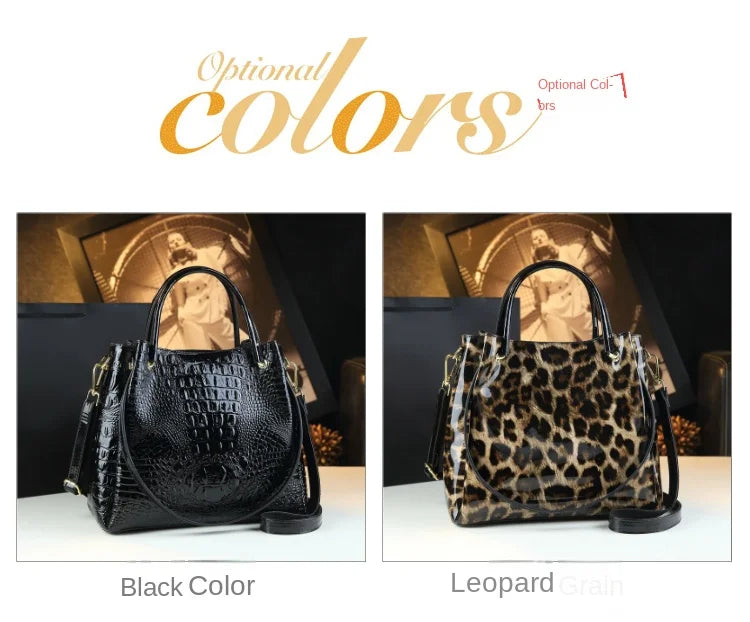 Crocodile Print Leather Tote & Shoulder Bag