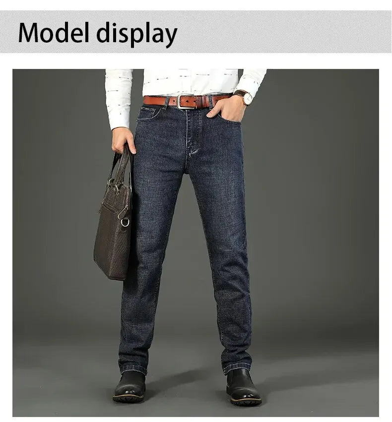 Wthin Business Men's Jeans | Casual Straight Stretch Fashion Classic Blue Black Denim Trousers