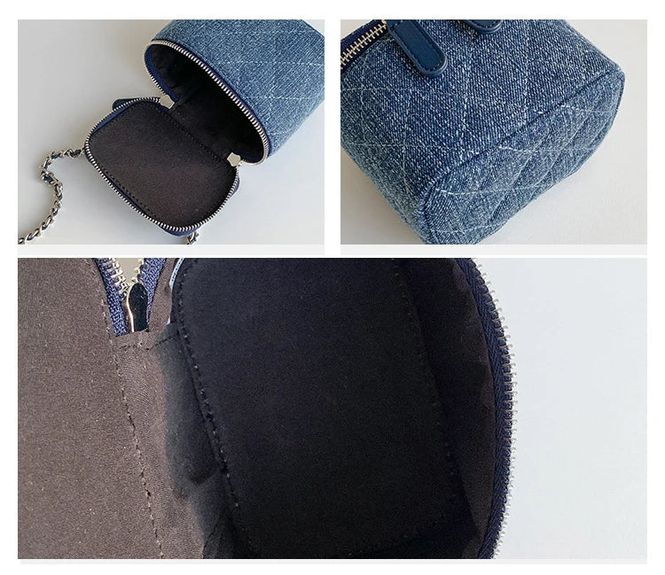 Mini Denim Chain Box Crossbody Bag